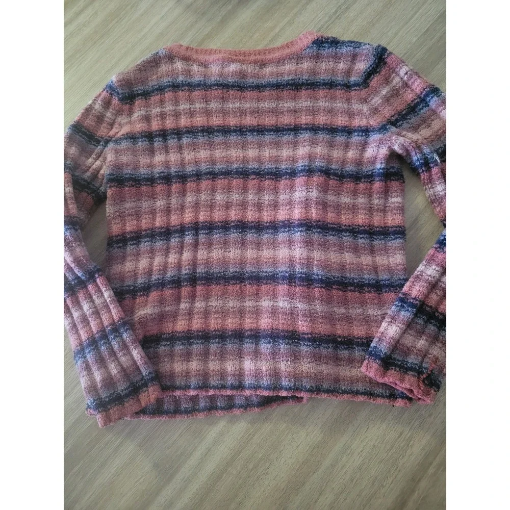 OshKosh B'gosh Girls Pink Purple Striped Ribbed Knit Sweater Size 8